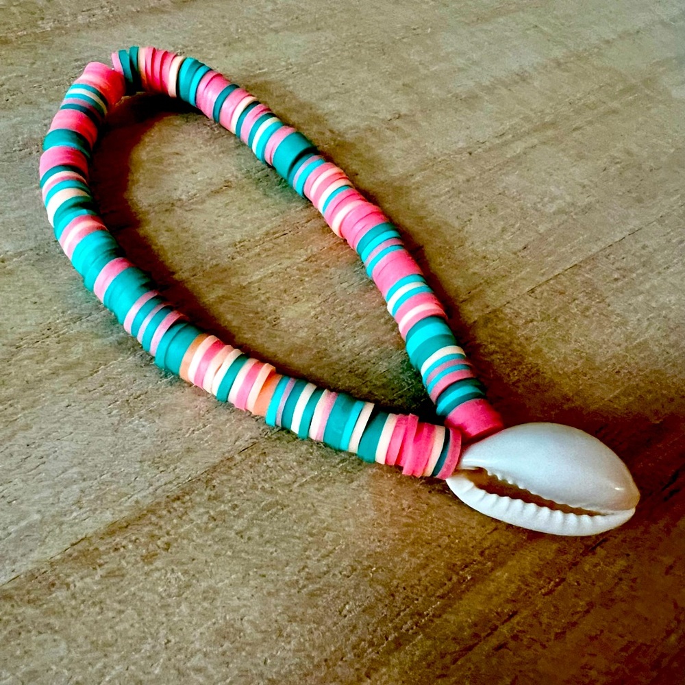 Hand made beaded shell bracelet